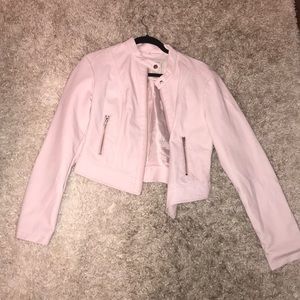 Guess Pink Leather Moto Jacket